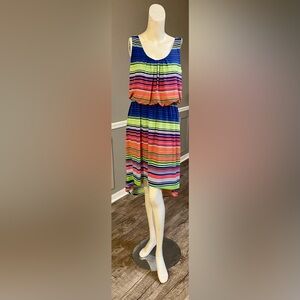 Sangria Colorful Striped Sleeveless Dress | Size 6